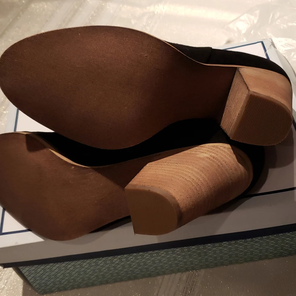 SUSINA New Boots Suede Leather Fashion Bootie Comfort Heel Women's 11 BLACK - Picture 14 of 15